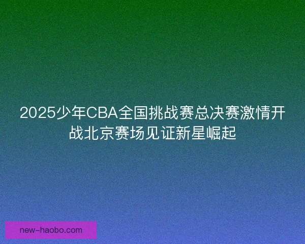 2025少年CBA全国挑战赛总决赛激情开战北京赛场见证新星崛起 2025少年CBA全国挑战赛总决赛激情开战北京赛场见证新星崛起